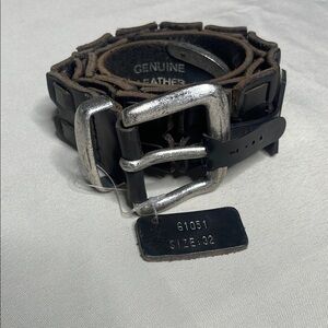 Men's Genuine Leather Belt with Silver Buckle